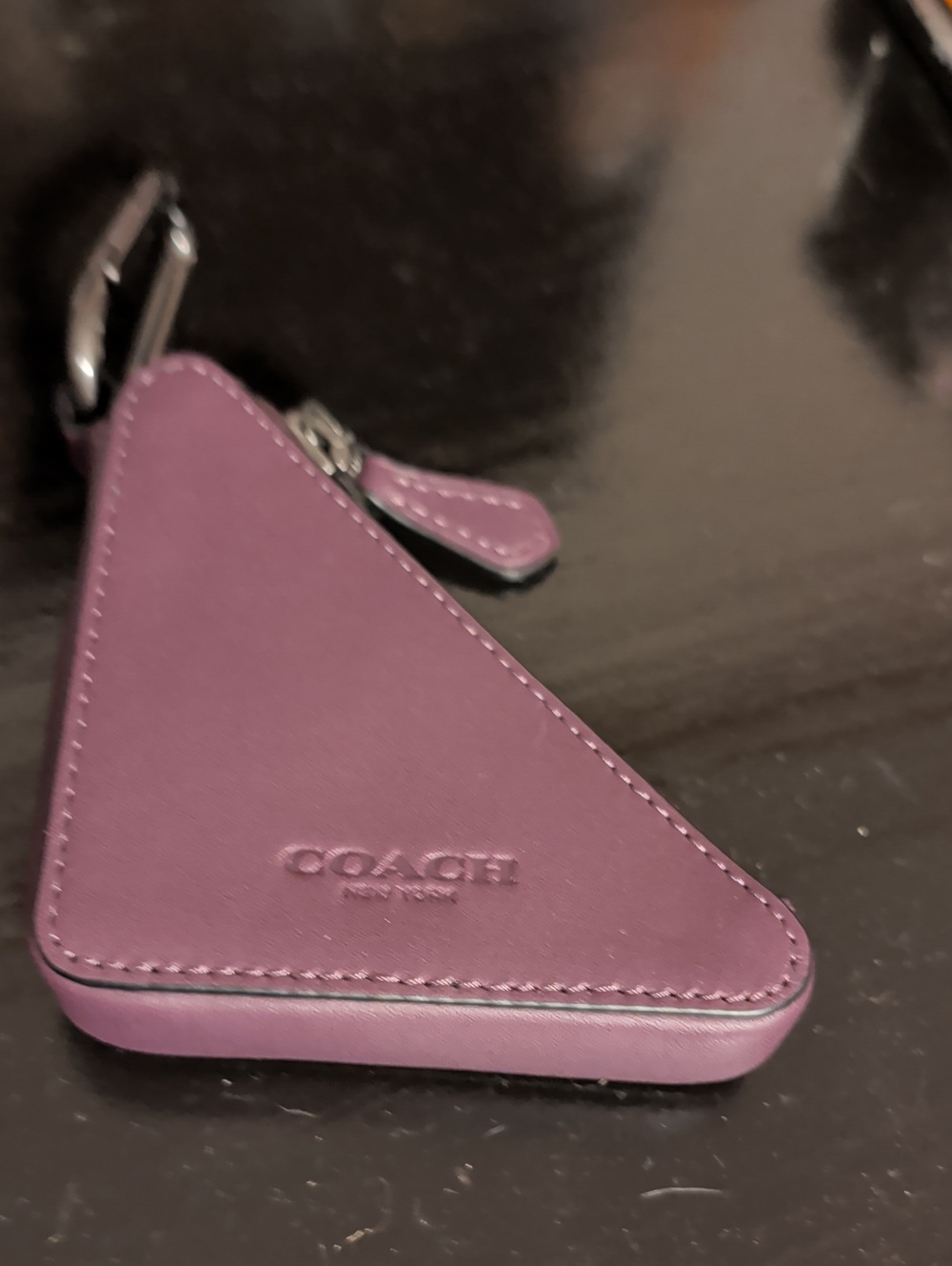 Coach Purple Triangle Leather Key Holder